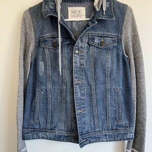 Thread & Supply Blue Denim Jacket with Gray Sleeves